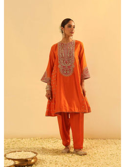 Sheetal Batra - Falisha - Burnt Orange Short Kalidaar Choga With Salwar