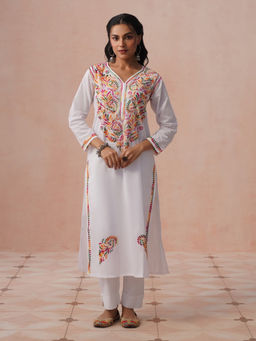 House of Chikankari - HOC Women White Cotton Chikankari Kurta