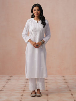 House of Chikankari - HOC Women White Cotton Chikankari Kurta