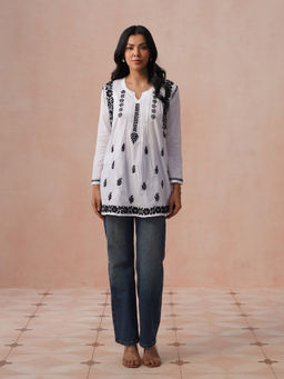 House of Chikankari - HOC Women White Cotton Chikankari Short Kurta