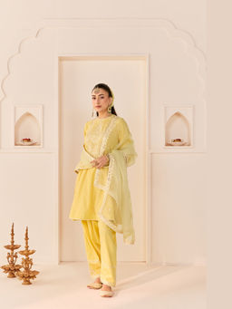 Sheetal Batra - Nida - Lemon Yellow Short Choga With Farshi Salwar And Dupatta