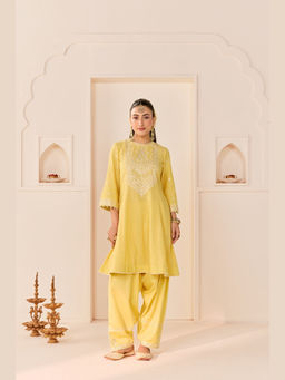 Sheetal Batra - Nida - Lemon Yellow Short Choga With Farshi Salwar