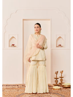 Sheetal Batra - Yasneen -Daisy Ivory Short Kurta With Gharara And Dupatta