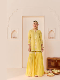 Sheetal Batra - Yasneen - Lemon Yellow Short Kurta With Gharara