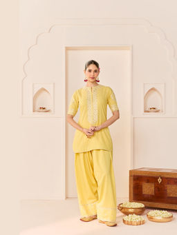 Sheetal Batra - Anaisha - Lemon Yellow Short Kurta With Farshi Salwar