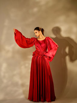 Tussya by Shreya - Red Prisha Anarkali