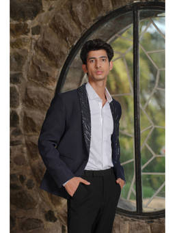 HILO DESIGN - Blue Carmen - Navy Blue Blazer