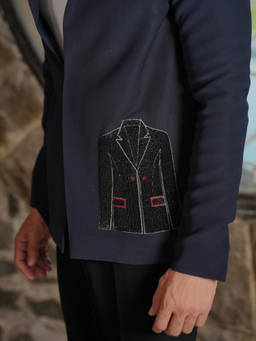 HILO DESIGN - Noir Canvas - Black Urban Canvas-Textured Blazer With Trouser