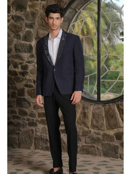 HILO DESIGN - Blue Carmen - Navy Blue Blazer With Trouser