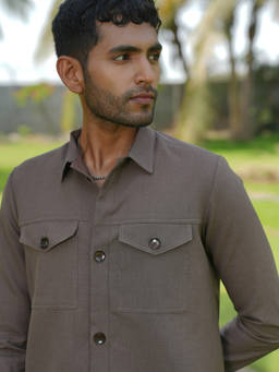 HILO DESIGN - Azure Brown 4-Way Stretch Shacket