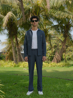 HILO DESIGN - Gridon Dark Grey 4-Way Stretch Shacket