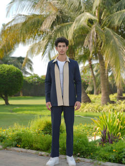 HILO DESIGN - Duo Draft Navy Blue 4-Way Stretch Shacket