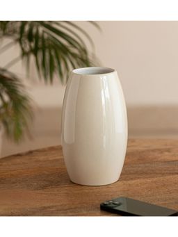 ExclusiveLane - Decorative Ceramic Vase Handglazed Studio Pottery White