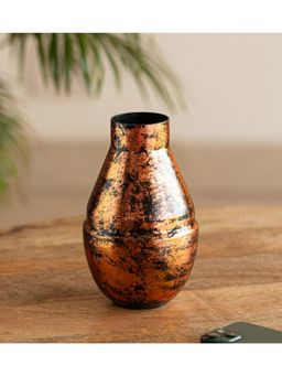 ExclusiveLane - Copper Ore Antique Metal Flower Vase Iron Hand Painted Multicolor