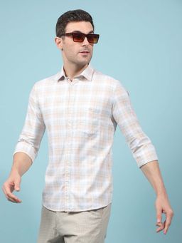 CRIMSOUNE CLUB - Men's Beige Checked Shirt