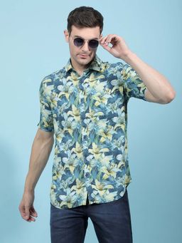 CRIMSOUNE CLUB - Men's Multi-Color Floral Print Shirt