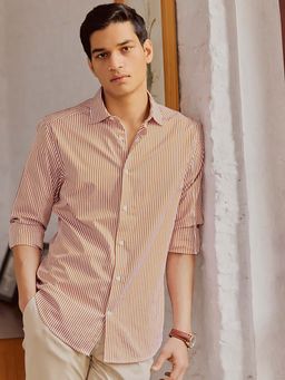 Andamen - Men's Semi Formal Stripe Cotton Regular Fit Shirt