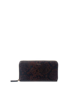 Gioia - Women Faux Python Zip Around Clutch Burgundy