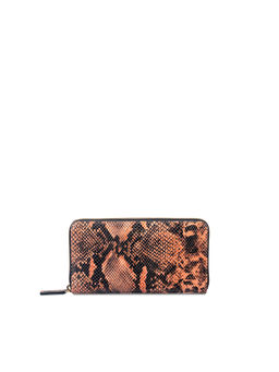 Gioia - Women Faux Python Zip Around Clutch Tan