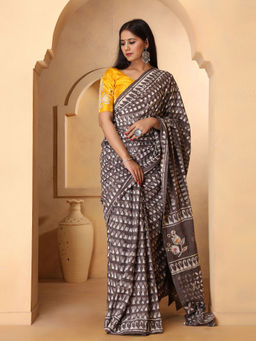 Mayurie - Reema Kashish Dabu Print Cotton Saree with Unstitched Blouse