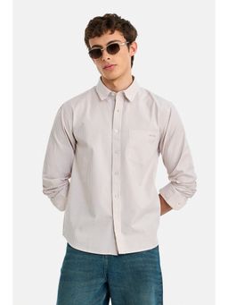 Snitch - Men Mustard Stripes Full Sleeves Regular Casual Shirt