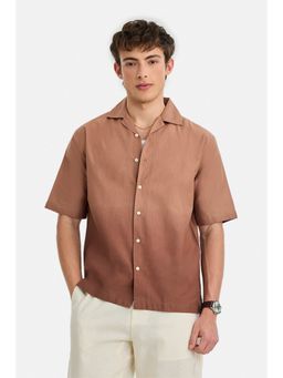 Snitch - Men Rust Ombre Half Sleeves Boxy Fit Casual Shirt