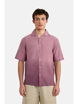 Snitch - Men Mauve Ombre Half Sleeves Boxy Fit Casual Shirt