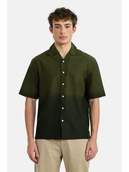 Snitch - Men Olive Ombre Half Sleeves Boxy Fit Casual Shirt