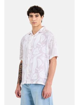 Snitch - Men Lavender Printed Half Sleeves Boxy Fit Casual Shirt