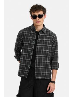 Snitch - Men Grey Checks Full Sleeves Regular Casual Shirt