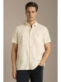 Louis Philippe - Men Beige Printed Half Sleeves Casual Shirt