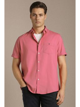 Louis Philippe - Men Pink Solid Half Sleeves Casual Shirt