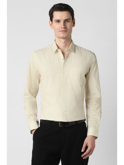 Peter England - Men Yellow Slim Fit Printed Full Sleeves Formal Shirt