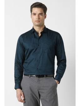 Peter England - Men Navy Blue Slim Fit Full Sleeves Formal Shirt