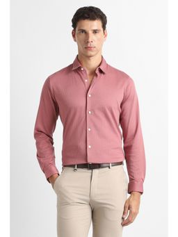 Van Heusen - Men Pink Textured Full Sleeves Formal Shirt