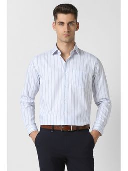 Van Heusen - Men Light Blue Stripes Full Sleeves Formal Shirt