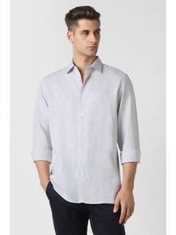 Van Heusen - Men Grey Textured Full Sleeves Shirt