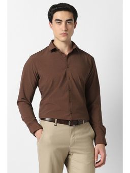 Van Heusen - Men Brown Printed Full Sleeves Formal Shirt