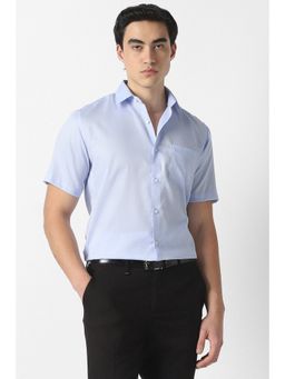 Van Heusen - Men Light Blue Solid Half Sleeves Formal Shirt