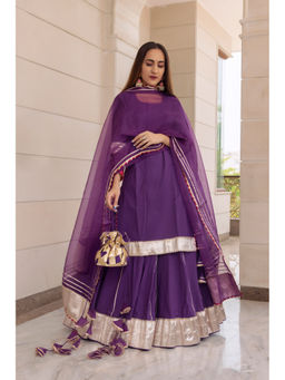POMCHA - Falguni Purple Kurta Skirt (Set of 3)