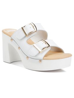 Rag & Co - White Canvas Casual Women Heels