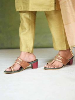 The Madras Trunk - Green Synthetic Casual Women Heels