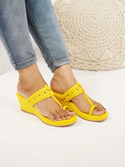 The Madras Trunk - Yellow Synthetic Casual Women Heels