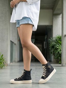 Yoho - Black Canvas Casual Women Sneakers