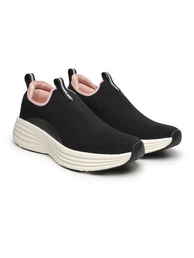 Black Knitted Casual Women Walking Shoes
