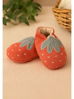 THE BABY TRUNK - Infant Red Christmas Organic Cotton Booties (0-6 Months)