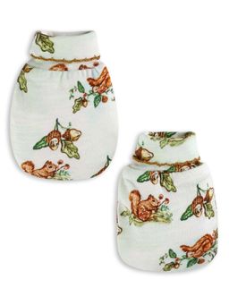 THE BABY TRUNK - Infants Kids Squirrel Print Pure Cotton Mittens (0-3 Months)