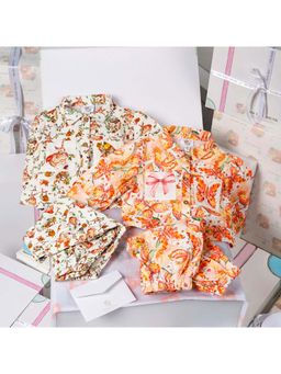 THE BABY TRUNK - Baby Girl Pure Cotton Baby Co-Ord (Set of 4)