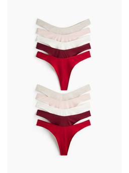 H&M - Women Multi-Color 10-Pack Cotton Thong Briefs