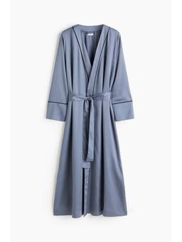 H&M - Women Blue Satin Dressing Gown